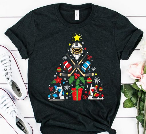 Christmas 2020 Shirt, Ice Hockey Christmas Ornament Tree Shirt, Funny Xmas Gift Boys, Ice Hockey Lover, Happy Hockeydays, Hockey Player Gift