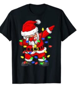 Dabbing Santa Claus Christmas Tree Lights Boys Kids Dab Xmas Tee Shirt