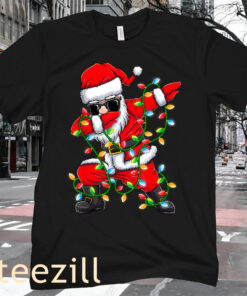 Dabbing Santa Xmas Lights Christmas Gifts T-Shirt