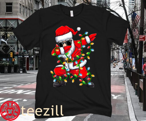 Dabbing Santa Xmas Lights Christmas Gifts T-Shirt
