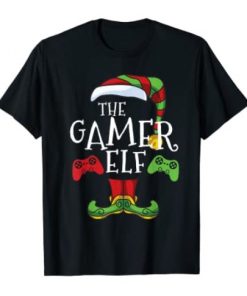 Gamer Elf Family Matching Christmas Funny Gaming Pajama PJ Tee Shirt