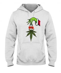 The Grinch Hand Holding Weed Mistlestoned Christmas Hoodies Shirt