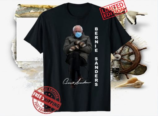 Bernie Sanders Sitting Inauguration Meme Mittens Funny Tee