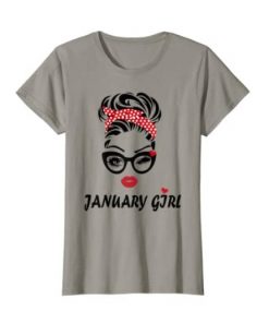 Black Womens January Girl Wink Eye Woman Face Was Born In January T-Shirt