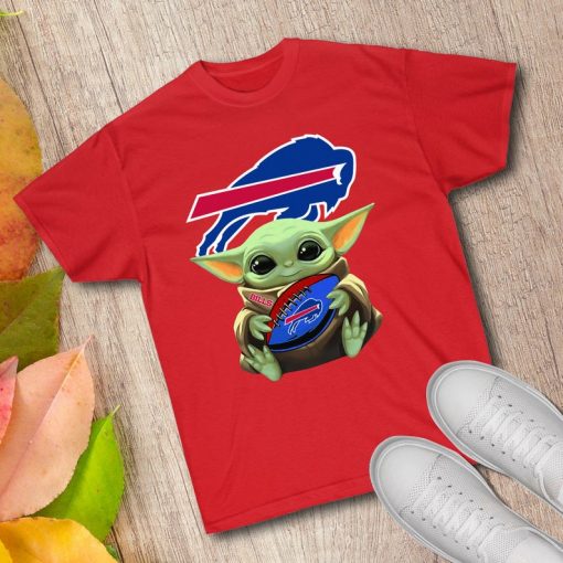 Football Baby Yoda Hug Buffalo Bills NFL Tshirt Design Made in CAD & USA