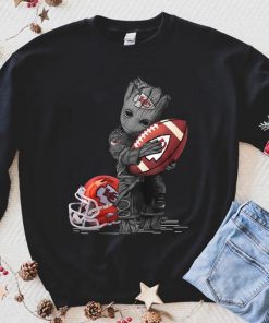 Kansas City Chiefs Groot Baby Yoda Star Wars The Mandalorian The Child First Memories Floating Football Team Dad Mon Kid Fan Gift T-Shirt