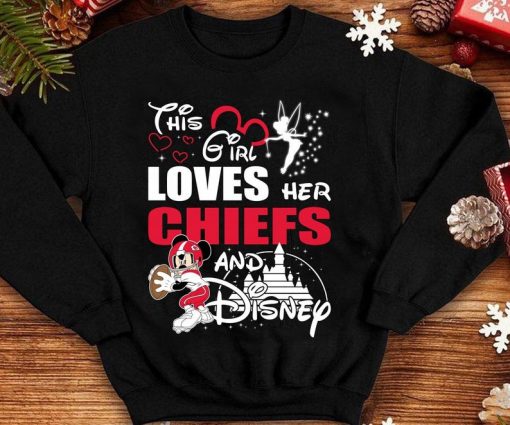 This Girl Loves Her Chiefs and Disney Mickey Kansas City Chiefs Super Bowl LIV Champions Mahomes NFL Football Team Fan Gift T-Shirt