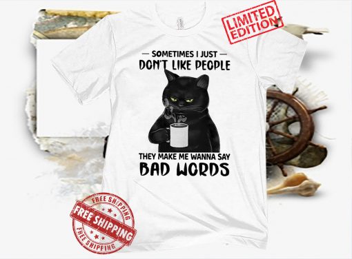 Black Cat Drink Coffee Tee Shirt