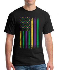 Mardi Gras American Flag - Men's Short Sleeve Tee Shirt