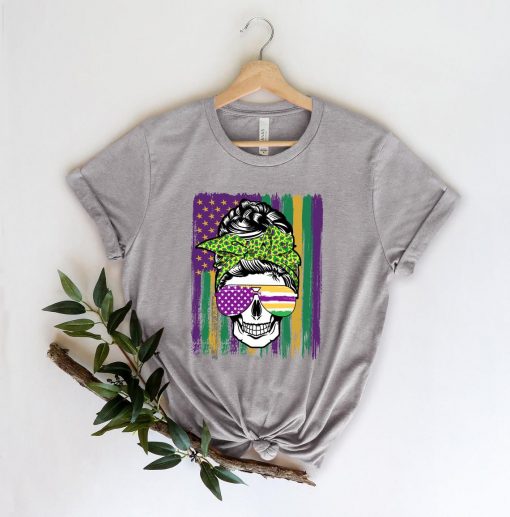 Mardi Gras Shirt,Mardi gras skull T-Shirt, Mardi Gras Flag Shirt,Louisiana Shirt,New Orleans Shirt