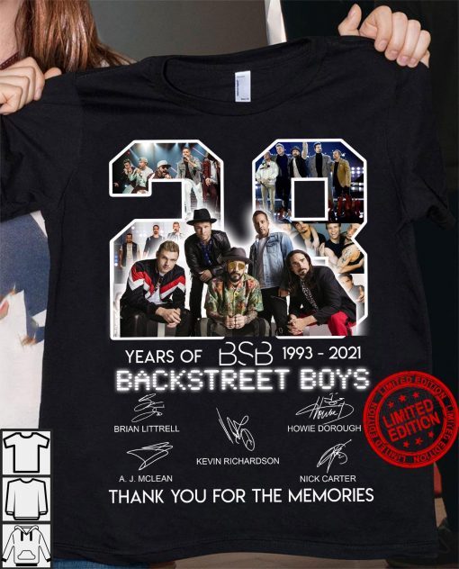 28 Years Of - 1993 - 2021 Thank You For The Memories Back Street Boys Tee Shirt