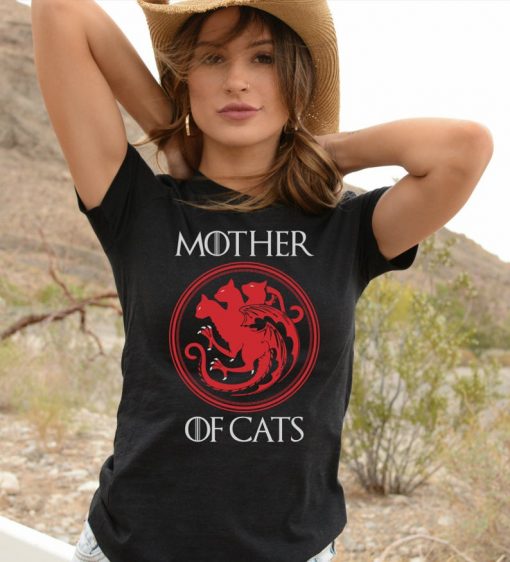 2021 Mother Of Cats Short-Sleeve Black T-Shirt, Cat Mom, Gift for Cat Lovers, Game of Thrones House