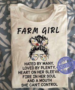 Farm girl hated by many loved by plenty heart on her sleeve classic shirt
