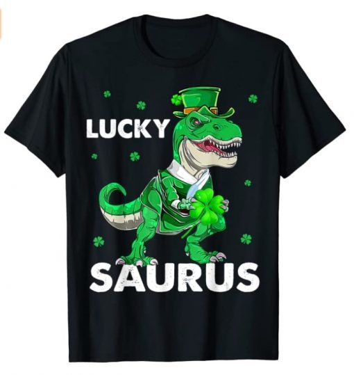 St Patricks Day Funny Kucky Saurus Shirt