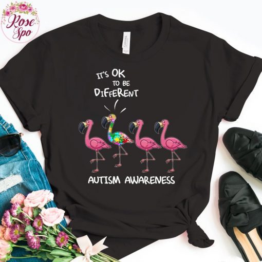 Flamingo 2021 T-Shirt It's Ok To Be Different Flamingo Autism Awareness T-shirt, Flamingo Autism Shirt