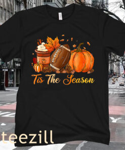 Halloween Pumpkin Spice Football Tis The Season Fall Thanksgiving Halloween Gift Shirt