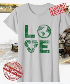 Love Earth Day 90s Vintage Recycling Kids or Teacher Gift Shirt