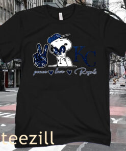 Peace Love Snoopy And Kansas City Royals Tee Shirt