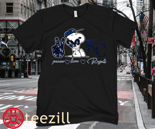 Peace Love Snoopy And Kansas City Royals Tee Shirt