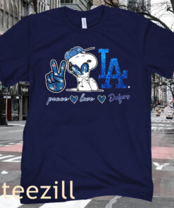 Peace Love Snoopy And Los Angeles Dodgers Tee Shirt