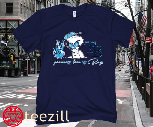 Peace Love Snoopy And Tampa Bay Rays Tee Shirt