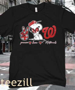 Peace Love Snoopy And Washington Nationals Tee Shirt