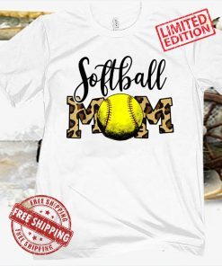 Softball Baseball Ball Mom Leopard Funny Mother's Day Womens T-Shirt