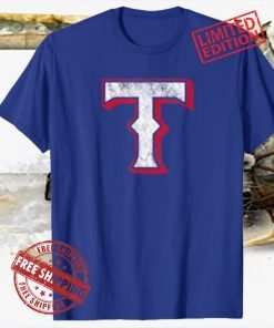 Vintage Texas Baseball T Distressed Game Day Ranger Blue Hoodies T-Shirt