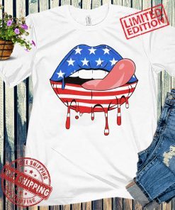 American Flag Lips Shirt, Womens 4th of July Shirt, 4th Of July Lip Shirt, USA Patriotic Shirt
