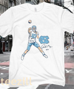 Drake Maye Superstar Pose UNC Football Tee Shirt