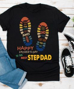 Retro Vintage Happy Fathers Day To The Best Stepdad Tee, Retro Stepdad T-Shirts, Step Father Day Premium T-Shirts
