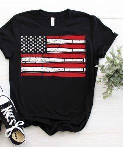 Vintage American Flag Baseball Patriotic US T-Shirt, Gift For Game Fans Coach Players, 4th July Memorial Day Gift
