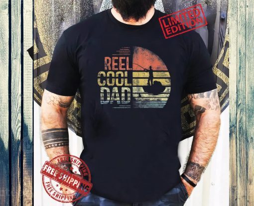 Vintage Retro Reel Cool Dad T Shirt Funny Joke Fishing