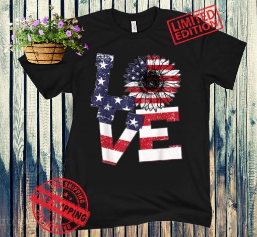 4th Of July Love Sunflower Patriotic American Flag Gift Shirts