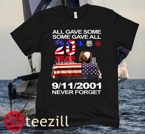 Never Forget 9-11-2001 20th Anniversary Firefighters America T-Shirt