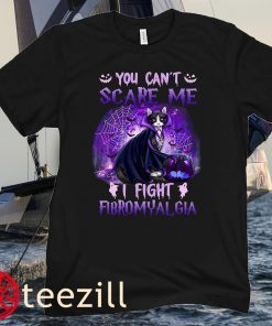 Halloween Cat You Can’t Scare Me I Fight Fibromyalgia Tee Shirt