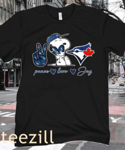 Peace Love Snoopy And Toronto Blue Jays Tee Shirt