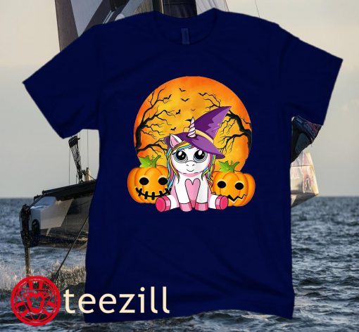 Cute Halloween Shirt Girls Women Witchy Unicorn Halloween Classic T-Shirts