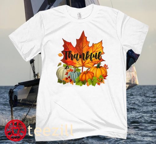 Happy Thanksgiving Day Autumn Fall Maple Leaves Thankful Classic T-Shirt
