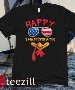 Happy Thanksgiving Tee for Boys Girls Kids Cute Turkey Face T-Shirt