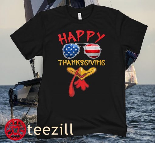 Happy Thanksgiving Tee for Boys Girls Kids Cute Turkey Face T-Shirt