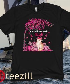 In October We Wear Pink Pumpkin Cat Breast Cancer Awareness Halloween Sweatershirt