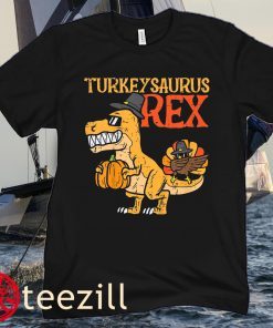 Kids Turkeysaurus Rex Dab Turkey Dino Toddler Boys Thanksgiving T-Shirt