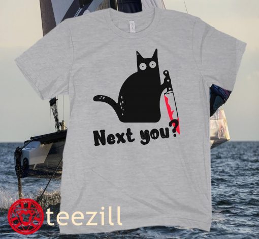 Murderous Cat With Knife Tee Shirt Funny Black Cat Halloween 2021 Classic T-Shirt