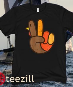 Peace Sign Turkey Hand Cool Thanksgiving Hippie Men Women Gift Tee Shirts