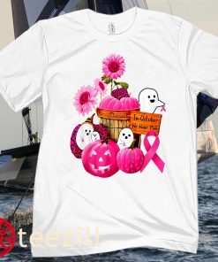 We Wear Pink Ghosts & Pumpkins For Breast Cancer In October Halloween Unisex Shirts