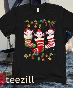 Axolotl Socks Christmas Light Funny Family Pajamas Xmas Young Kids Tee Shirt