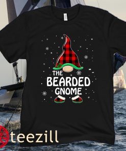 Bearded Gnome Buffalo Plaid Matching Family Christmas Pajama Tee Shirt