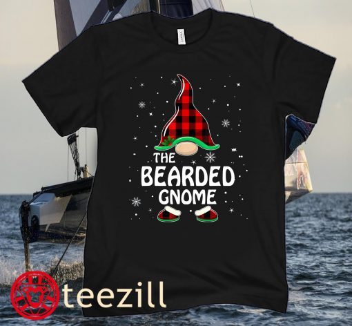 Bearded Gnome Buffalo Plaid Matching Family Christmas Pajama Tee Shirt