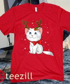 Christmas Cat Reindeer Antlers Gift Shirts